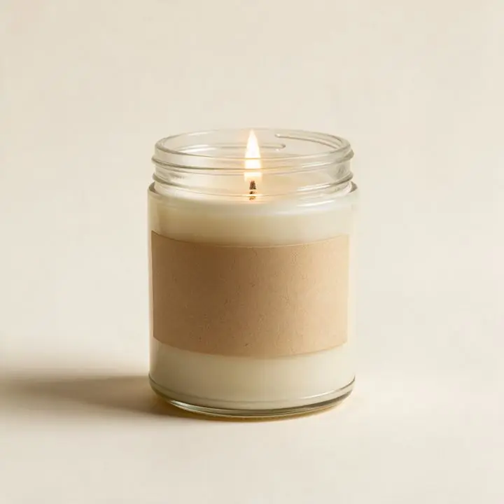 After: AI-assisted studio product photo of the candle jar on a clean background