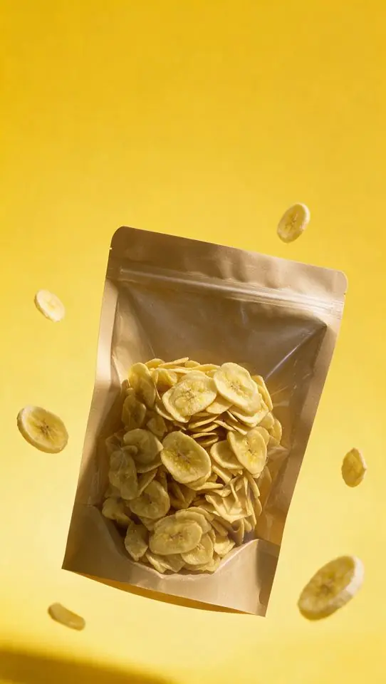 After: AI-assisted bold social media post photo of the banana chips pouch