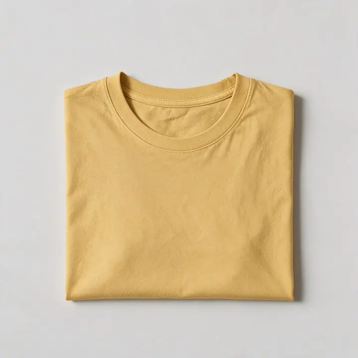 After: AI-assisted styled flat lay photo of the same t-shirt for an online clothing listing